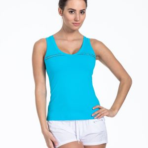 Blue sports top with rhinestones strap