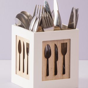 White Cutlery Container