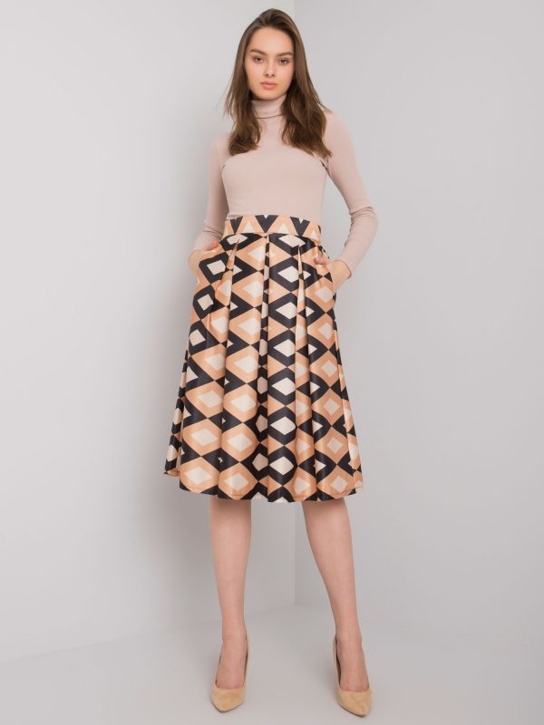 Beige and black skirt with patterns of Alcantara