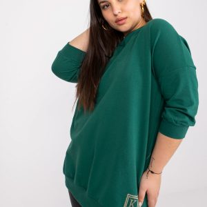 Dark green long blouse plus size Odile