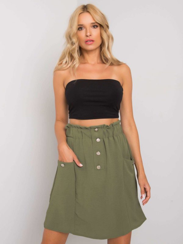 Khaki skirt with pockets Cathi