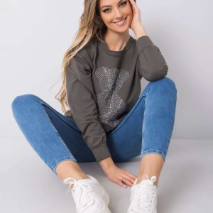 Dark khaki sweatshirt with Darla applique