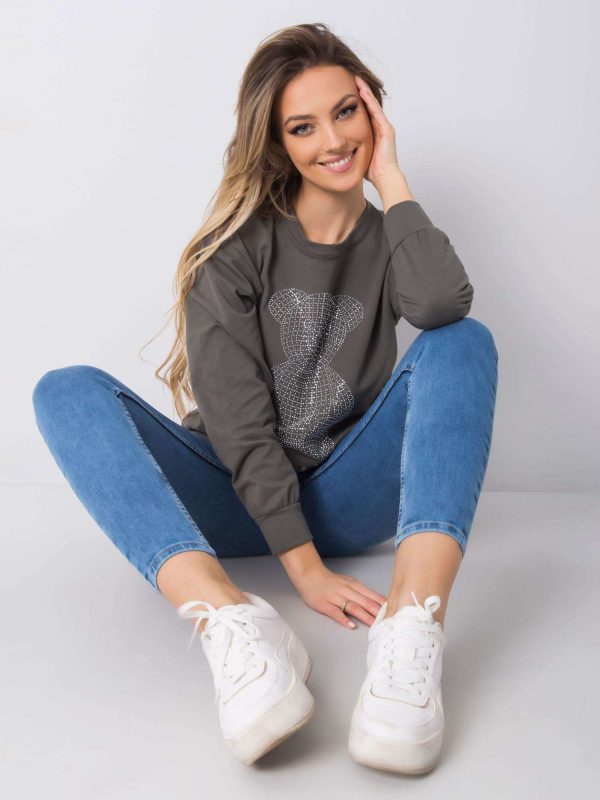 Dark khaki sweatshirt with Darla applique