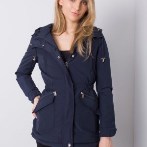 Navy blue double-sided parka jacket with hood