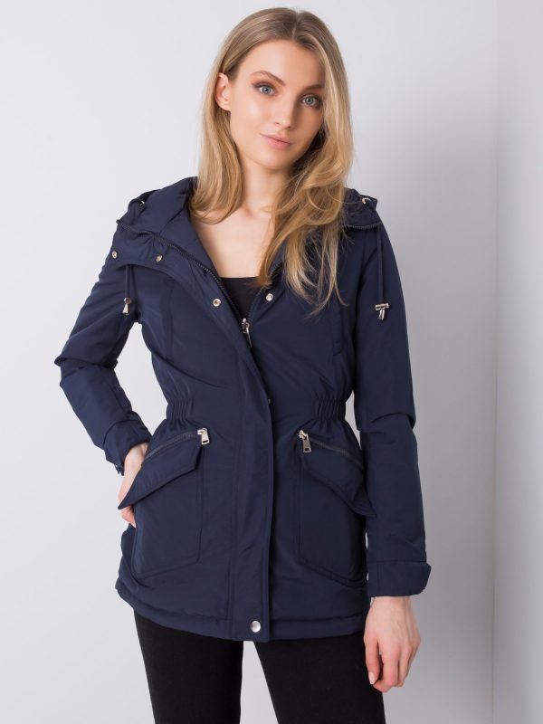 Navy blue double-sided parka jacket with hood