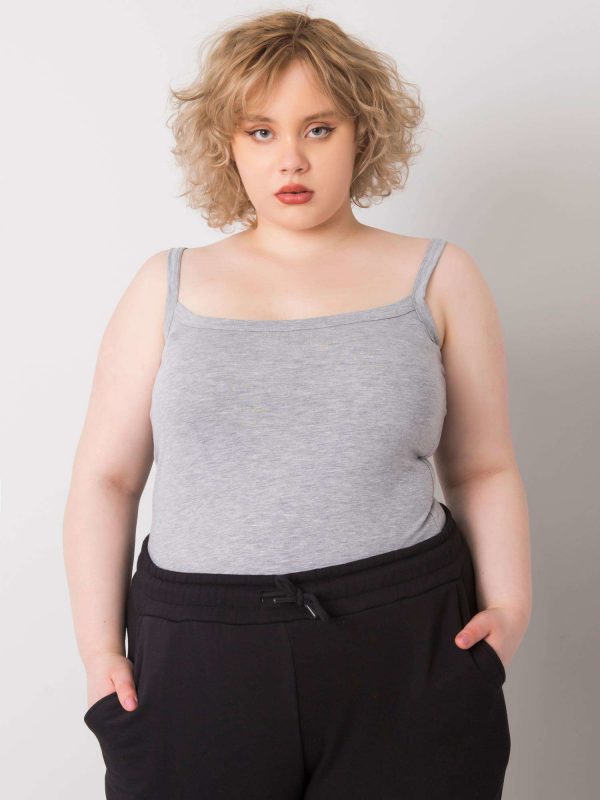 Gray plus size top with Scarlette straps