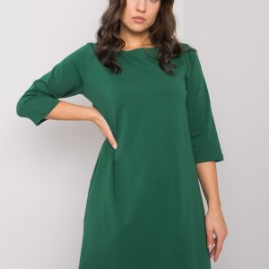 Dark Green Women's Dress with Lace Jamelia RUE PARIS