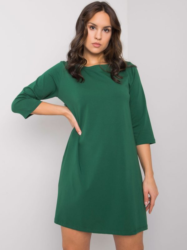 Dark Green Women's Dress with Lace Jamelia RUE PARIS