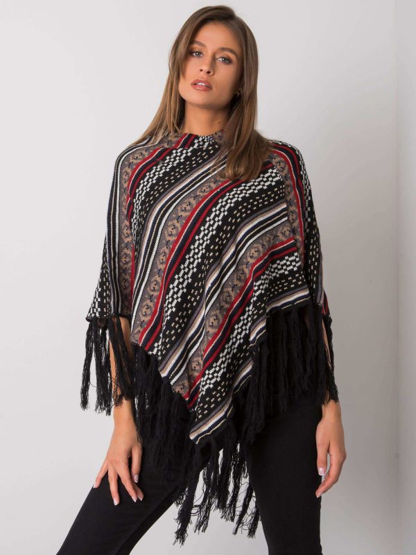 Black Alvinda Patterned Poncho