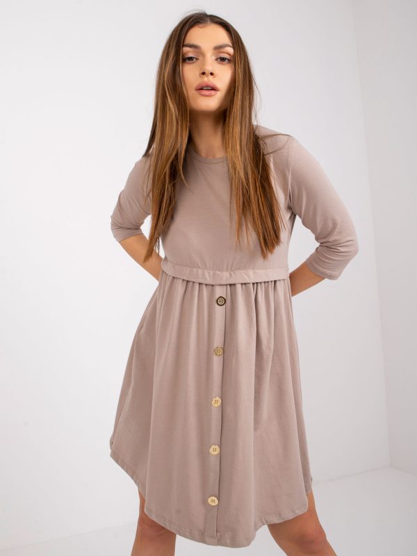 Dark beige casual dress Emiliana RUE PARIS