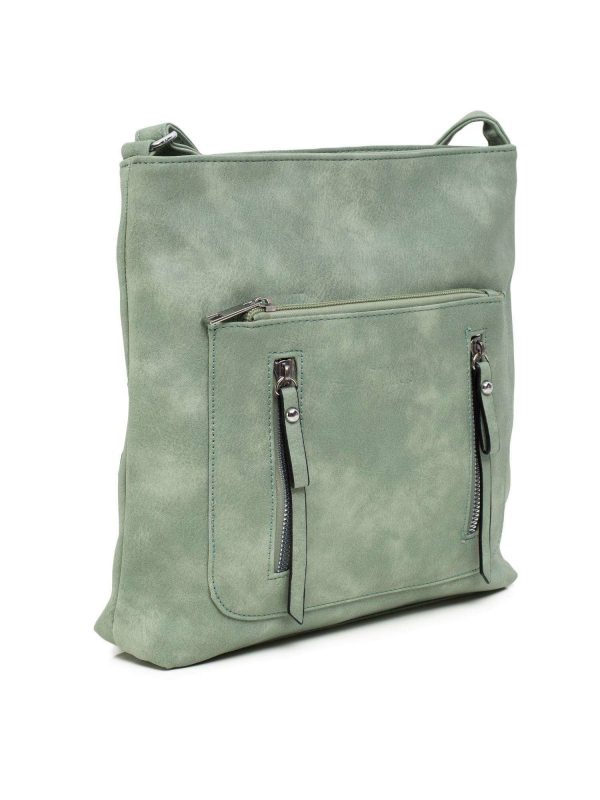 Light green faux leather handbag