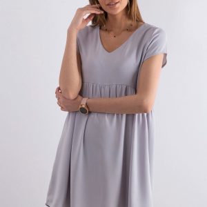 Grey Loose V-Neck Dress