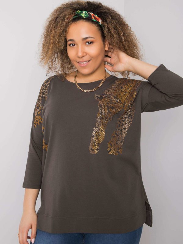 Dark khaki blouse with Ginevra applique