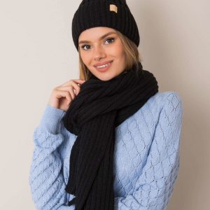 Black set women's hat and scarf RUE PARIS