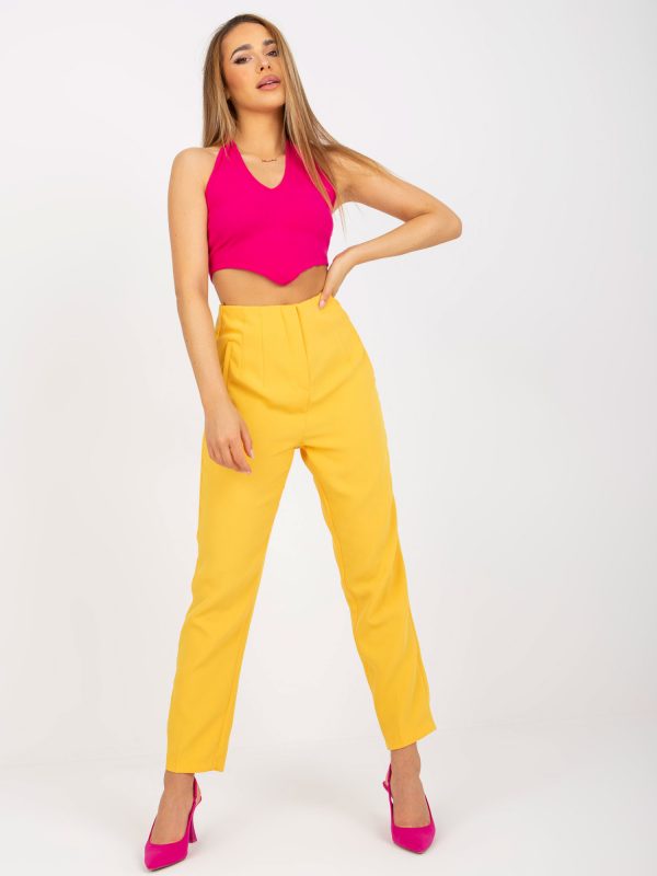 Dark Yellow Women's High Waist Cigarette Pants