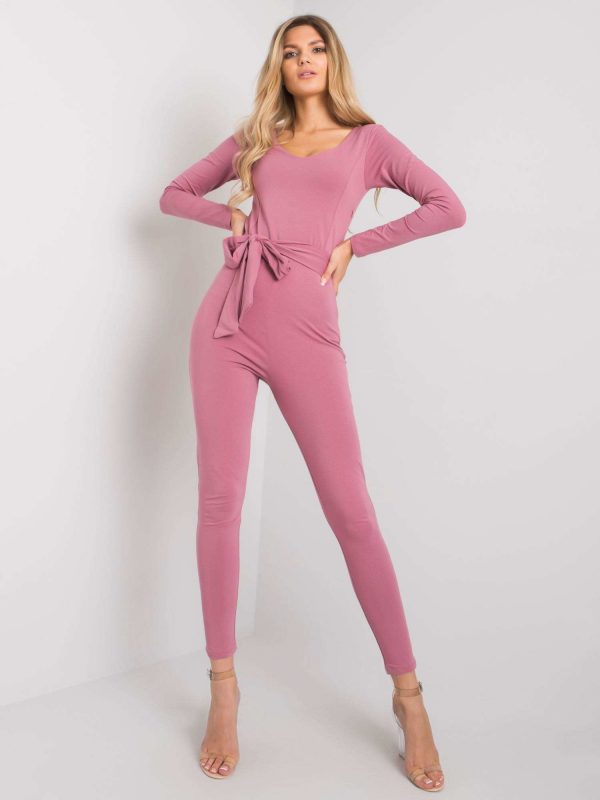 Dirty pink jumpsuit with belt Alora