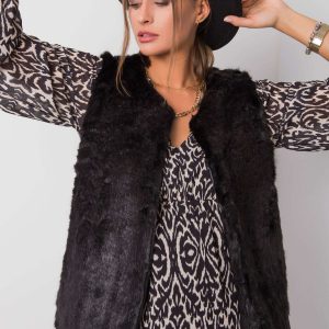 Adelle Black Fur Vest