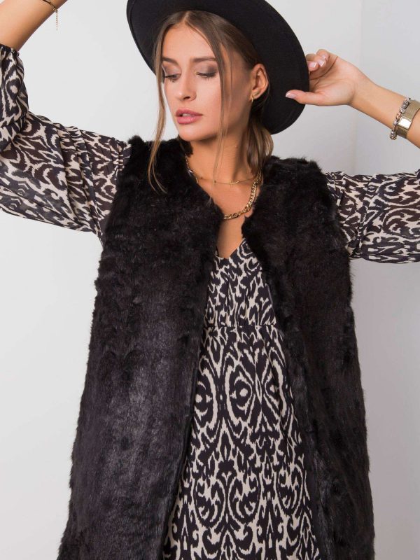 Adelle Black Fur Vest