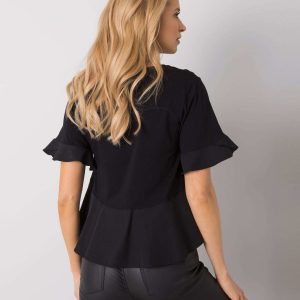 Black blouse with ruffles Jessica RUE PARIS