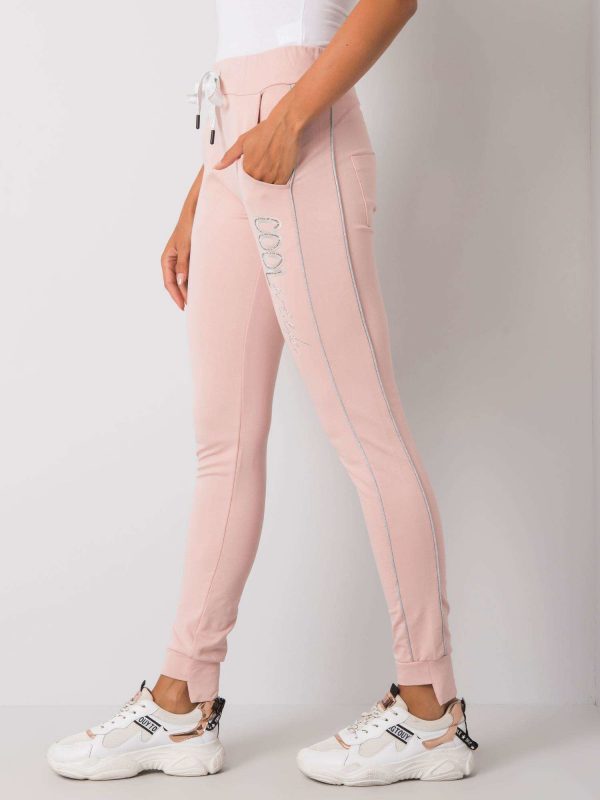 Light pink sweatpants with Abia appliqués