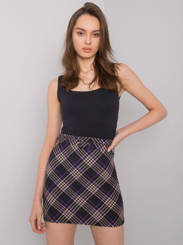 Limeira Black and Purple Checkered Mini Skirt