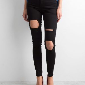 Black women's skinny pants with holes