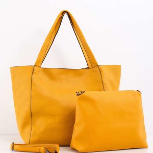 Yellow capacious bag made of eco leather