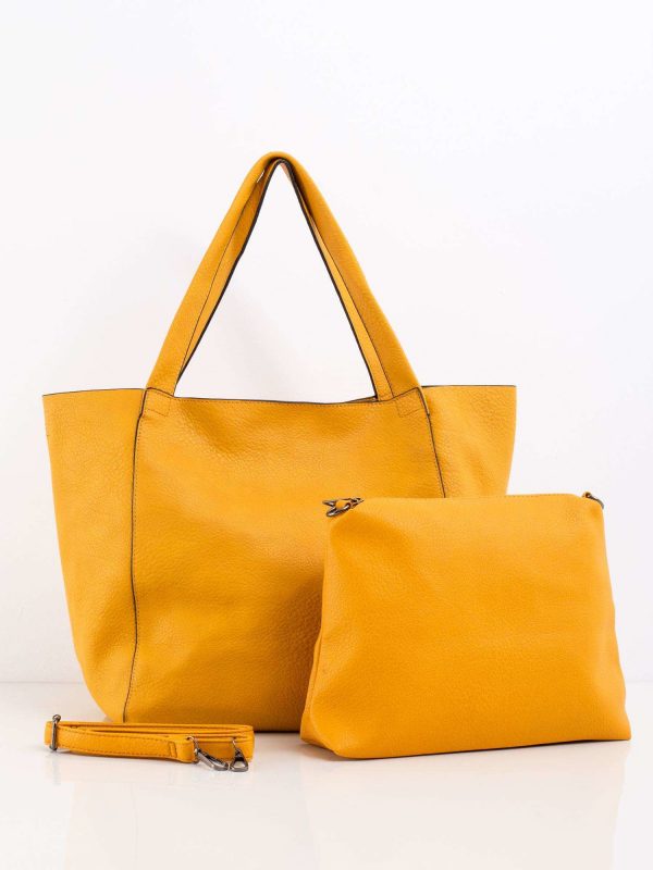 Yellow capacious bag made of eco leather