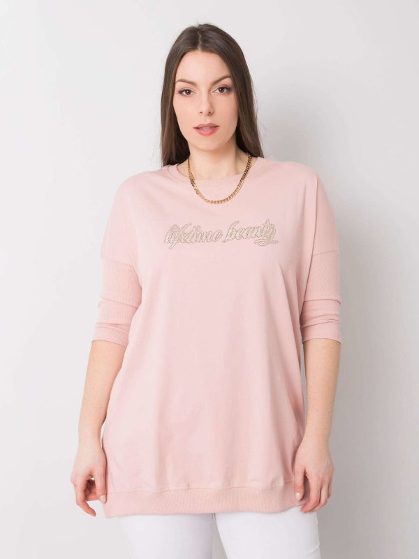 Dirty pink plus size blouse with Beauty inscription