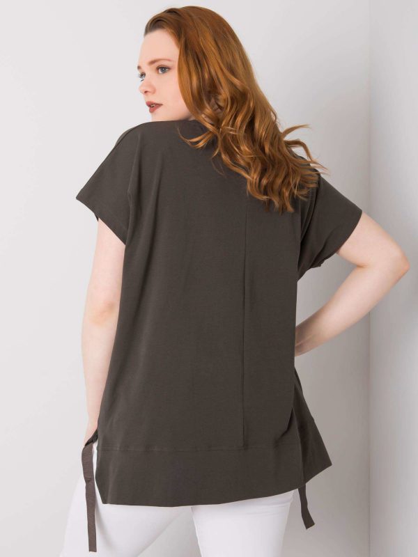 Dark Khaki Plus Size Sherry Cotton Blouse