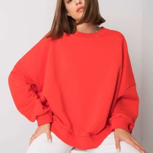 Fabrizia Red Cotton Hoodless Sweatshirt