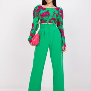 Caroline Green Elegant High Waist Pants