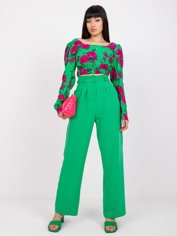 Caroline Green Elegant High Waist Pants