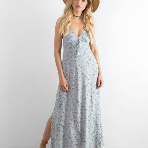 BY O LA LA Grey floral long dress