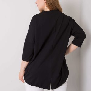 Black plus size blouse with Ornella rhinestones