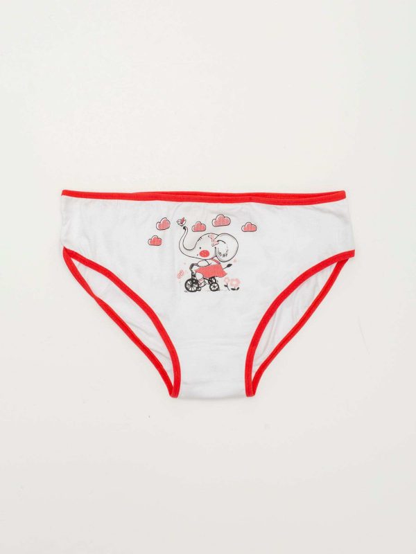 White and red cotton girl panties