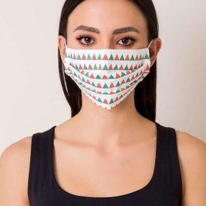 White protective mask with geometric print