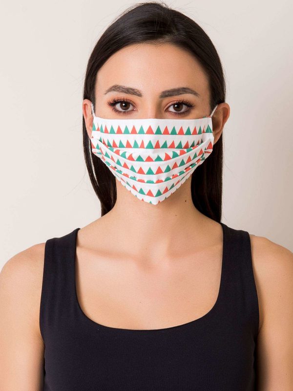 White protective mask with geometric print