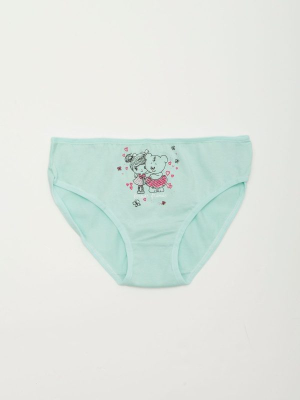 Mint briefs for girl with print