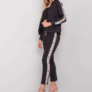 Black two-piece set with Erlea applique