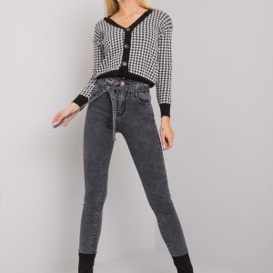 Grey fitted jeans with Lexington binding