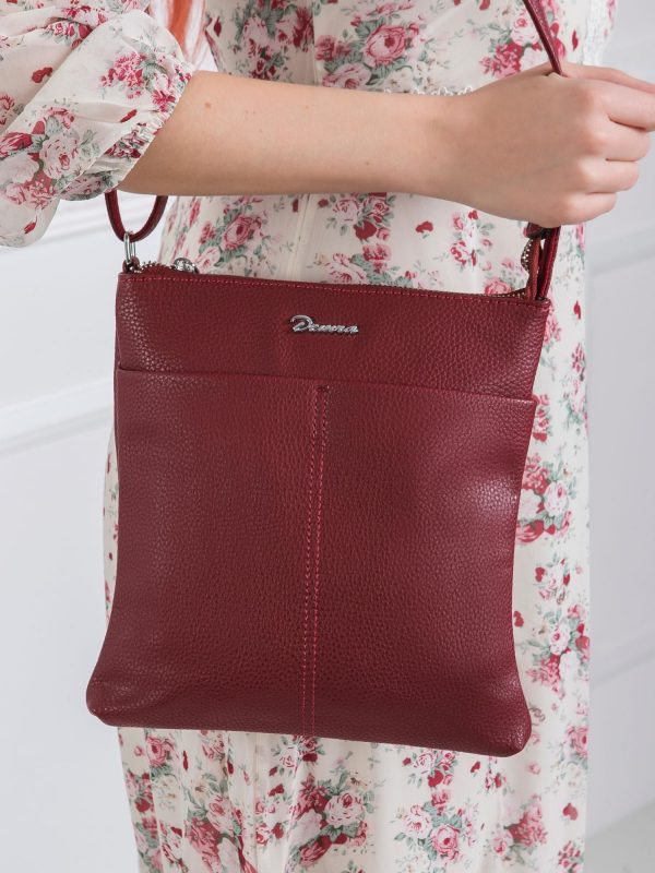 Burgundy eco-leather handbag