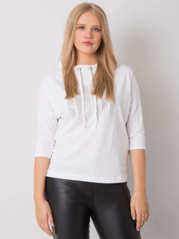 White plus size blouse with Teana applique