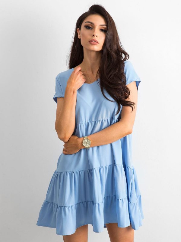 Blue loose dress with flounce