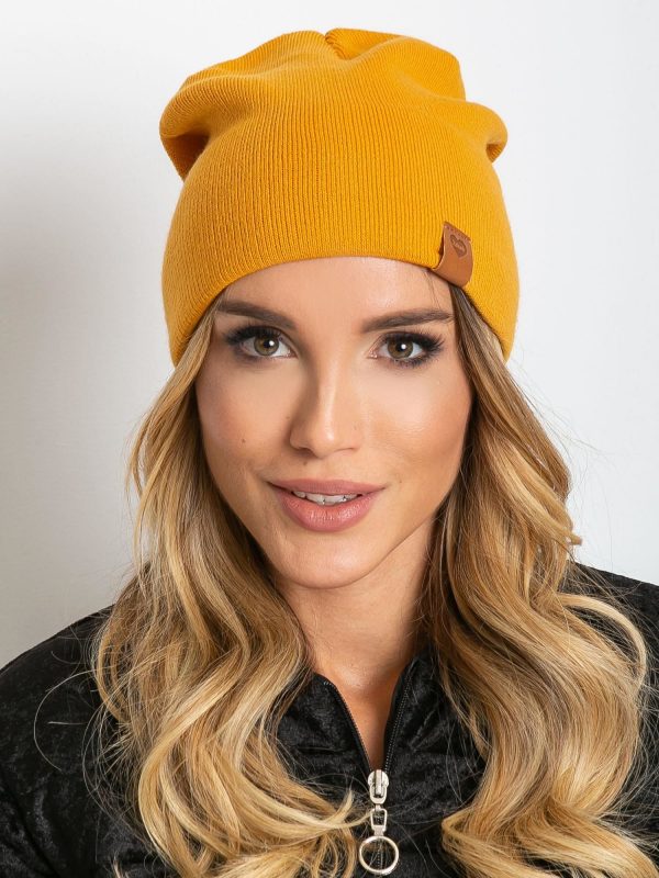 Mustard beanie hat with wool