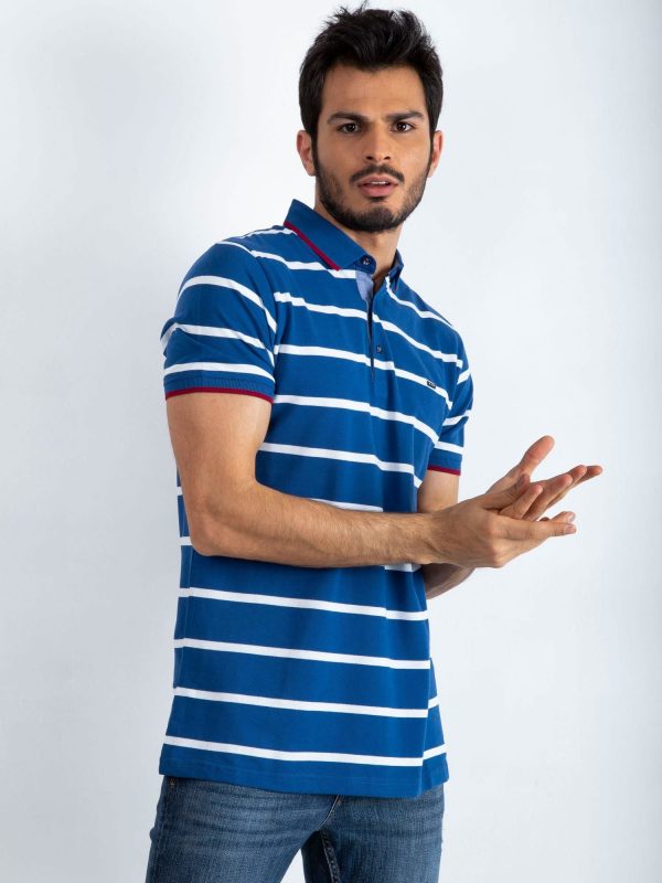 Dark Blue Men's Throwback Polo Shirt