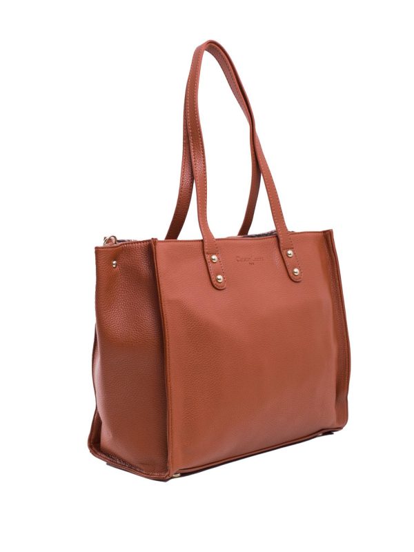 Brown eco-leather bag with detachable strap