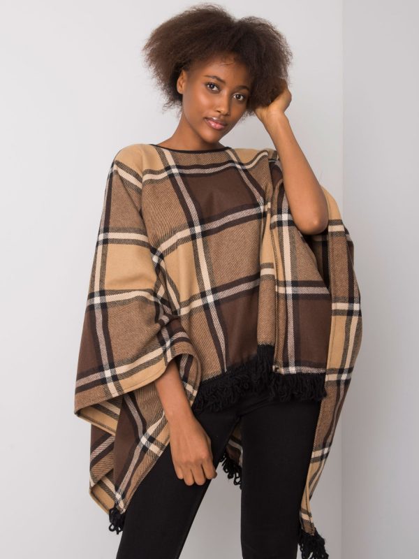 Beige and brown Morine women's poncho