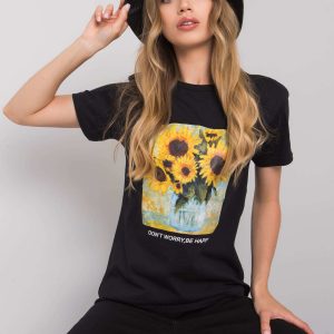 Black T-shirt with print by Maurice