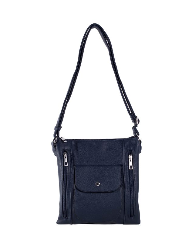 Dark Blue Women's Shoulder Bag with Pockets